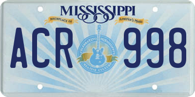 MS license plate ACR998