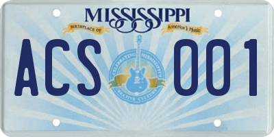 MS license plate ACS001