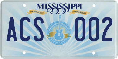MS license plate ACS002