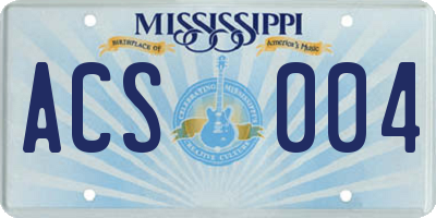 MS license plate ACS004