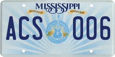 MS license plate ACS006