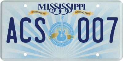 MS license plate ACS007