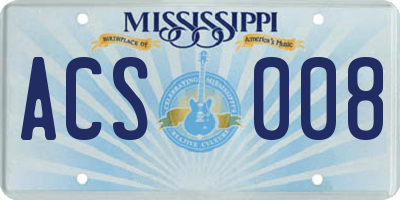 MS license plate ACS008