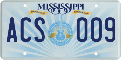 MS license plate ACS009
