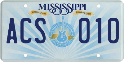 MS license plate ACS010