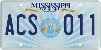 MS license plate ACS011