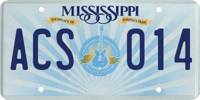 MS license plate ACS014