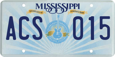 MS license plate ACS015