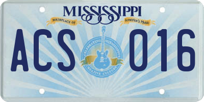 MS license plate ACS016