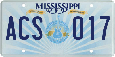 MS license plate ACS017
