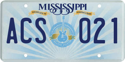 MS license plate ACS021