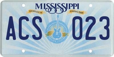 MS license plate ACS023