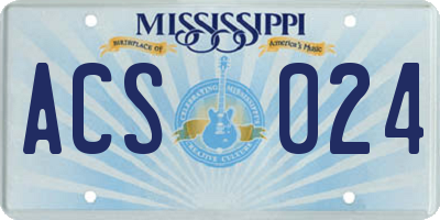 MS license plate ACS024