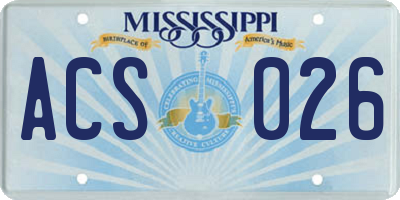 MS license plate ACS026