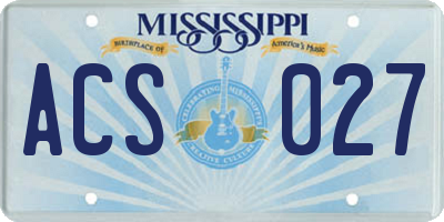 MS license plate ACS027