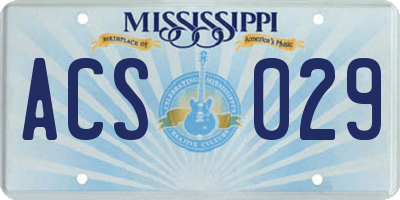 MS license plate ACS029