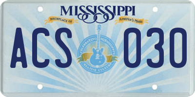 MS license plate ACS030