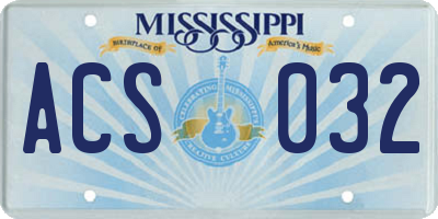 MS license plate ACS032