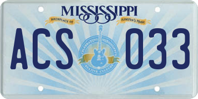 MS license plate ACS033