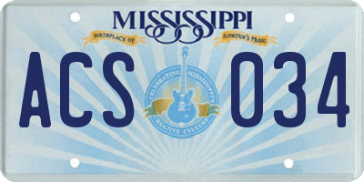 MS license plate ACS034