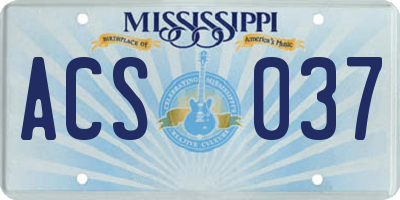 MS license plate ACS037