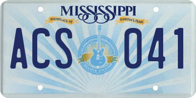 MS license plate ACS041
