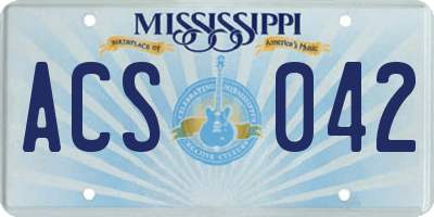 MS license plate ACS042