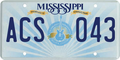 MS license plate ACS043