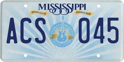 MS license plate ACS045