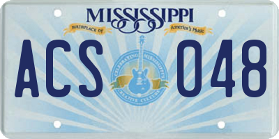 MS license plate ACS048