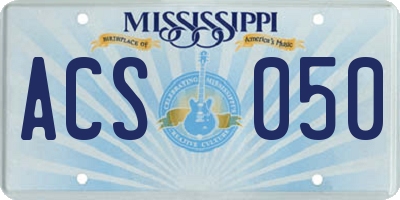 MS license plate ACS050