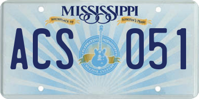 MS license plate ACS051