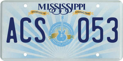 MS license plate ACS053
