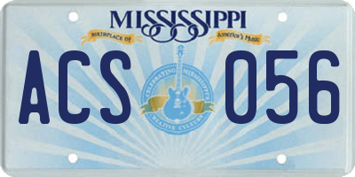 MS license plate ACS056