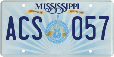 MS license plate ACS057
