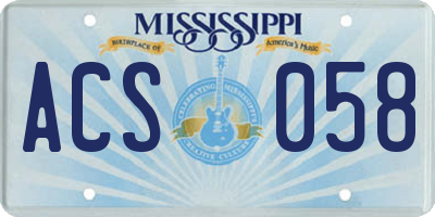 MS license plate ACS058
