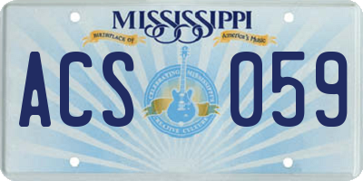 MS license plate ACS059
