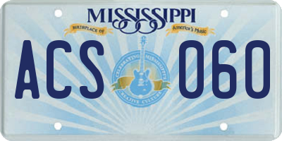 MS license plate ACS060