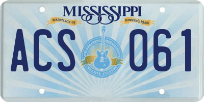 MS license plate ACS061