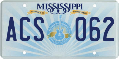 MS license plate ACS062