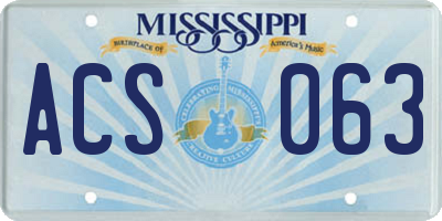 MS license plate ACS063