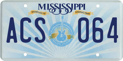 MS license plate ACS064