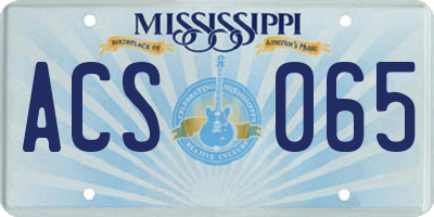 MS license plate ACS065