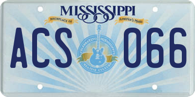 MS license plate ACS066