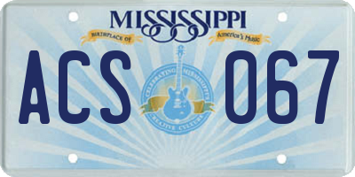 MS license plate ACS067