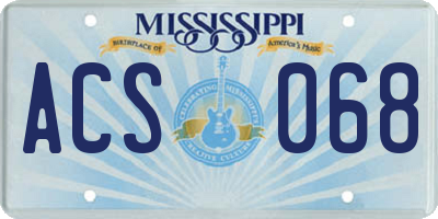 MS license plate ACS068