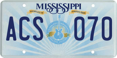 MS license plate ACS070