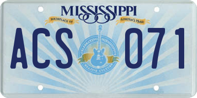 MS license plate ACS071