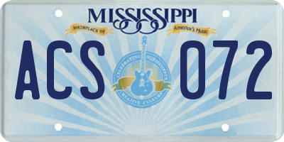 MS license plate ACS072