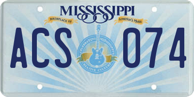 MS license plate ACS074